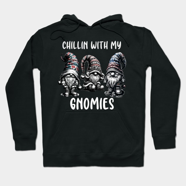 Chillin With My Gnomies Christmas Gnomes Cute Xmas Hoodie by WorldByFlower